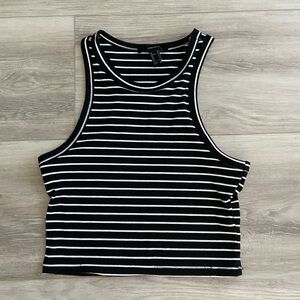 Forever 21 Black and White Cropped Ribbed Tank Top